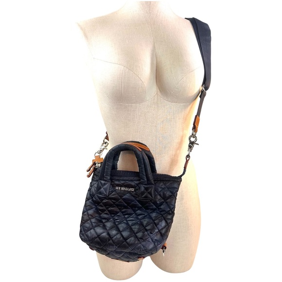 MZ WALLACE Women’s Micro Sutton Recycled Nylon Small Crossbody In Dark Blue Camo - Picture 4 of 13